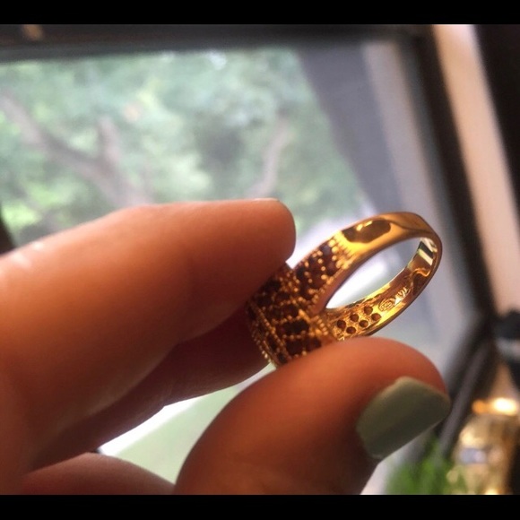 925 Silver Gold Plated Garnet CZ Pendant Ring Set - Picture 13 of 16